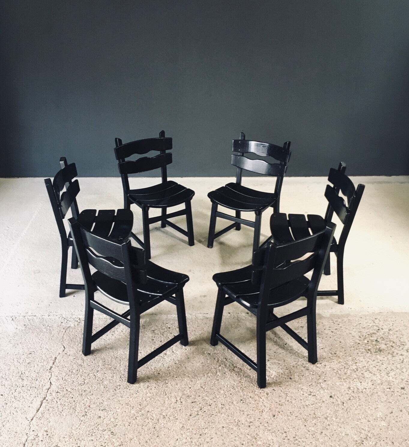 photo furniture Brutalist Design Dining Chairs By Dittmann For Awa Radbound, Netherlands 1970's