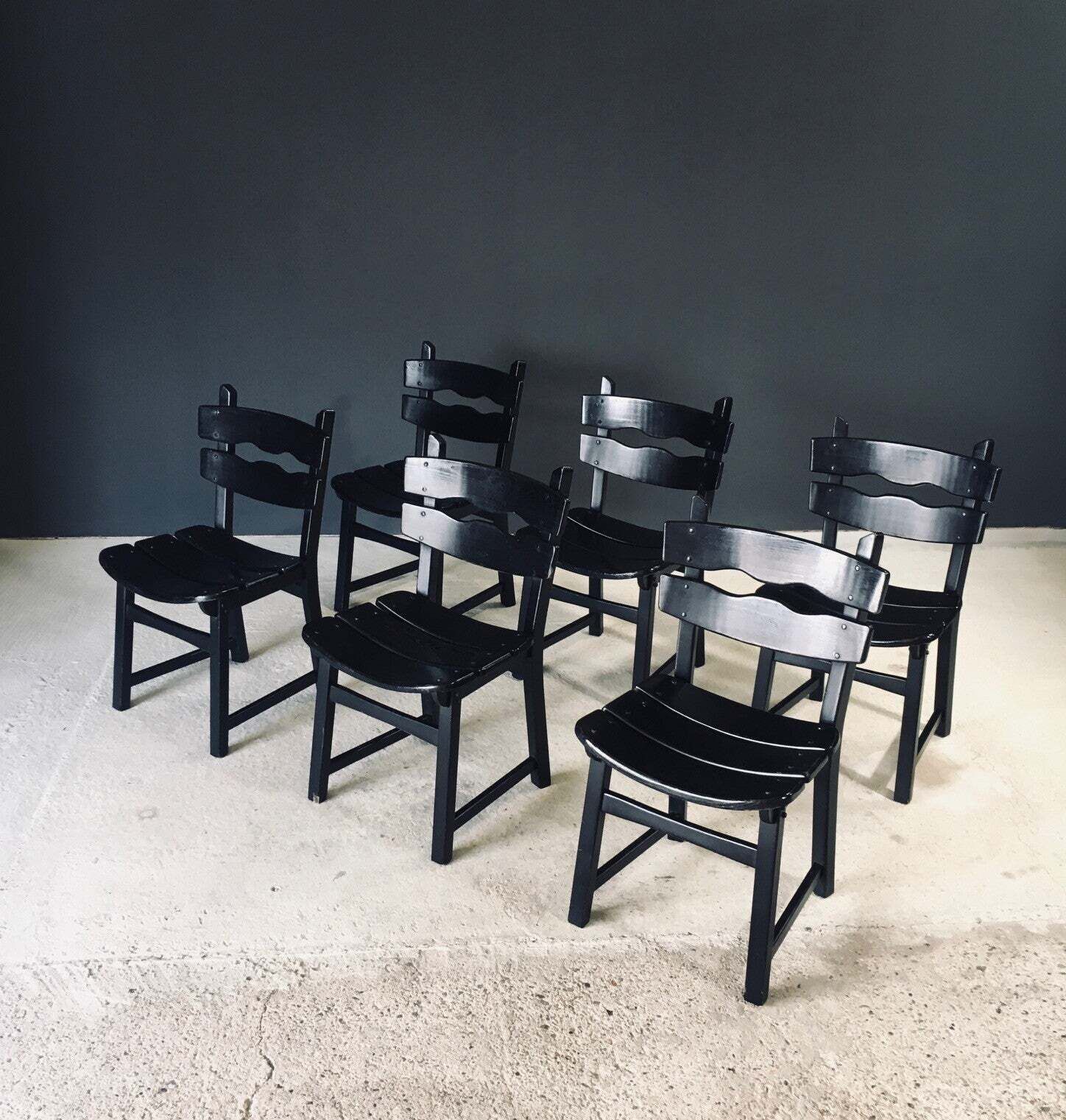 Furniture Brutalist Design Dining Chairs By Dittmann For Awa Radbound, Netherlands 1970's photo