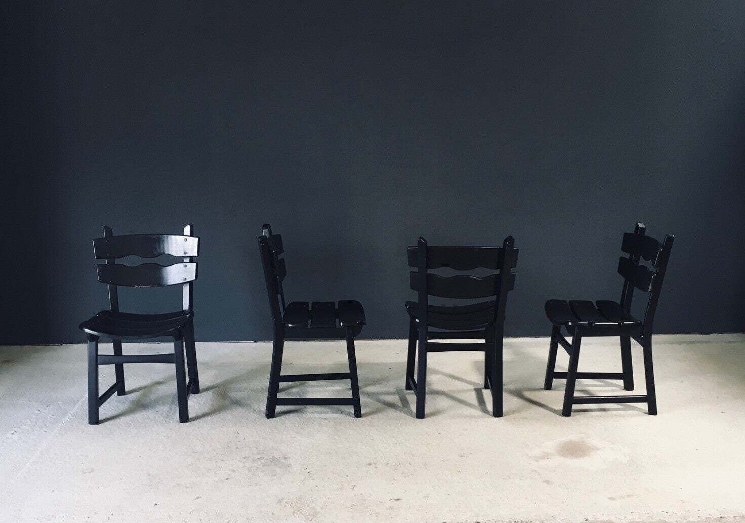 photo vintage Brutalist Design Dining Chairs By Dittmann For Awa Radbound, Netherlands 1970's