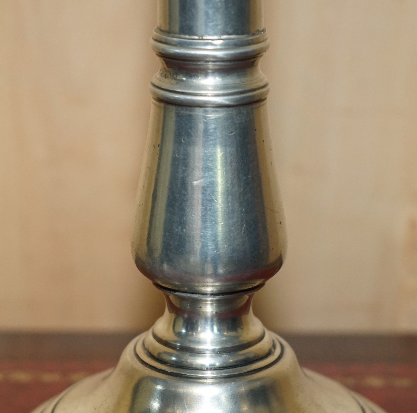 Extra Large Owl Stamped Arte Italica Tavola Marinoni Candlestick Pewter Lamp photo vintage