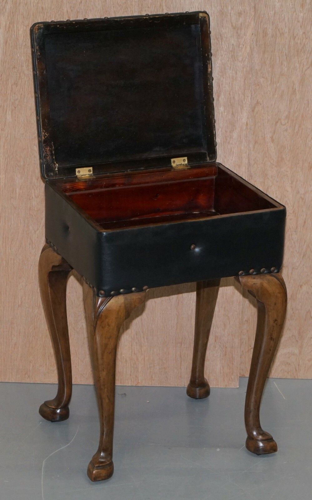 Furniture Antique French Walnut Circa 1880 Piano Stool With Internal Music Storage photo