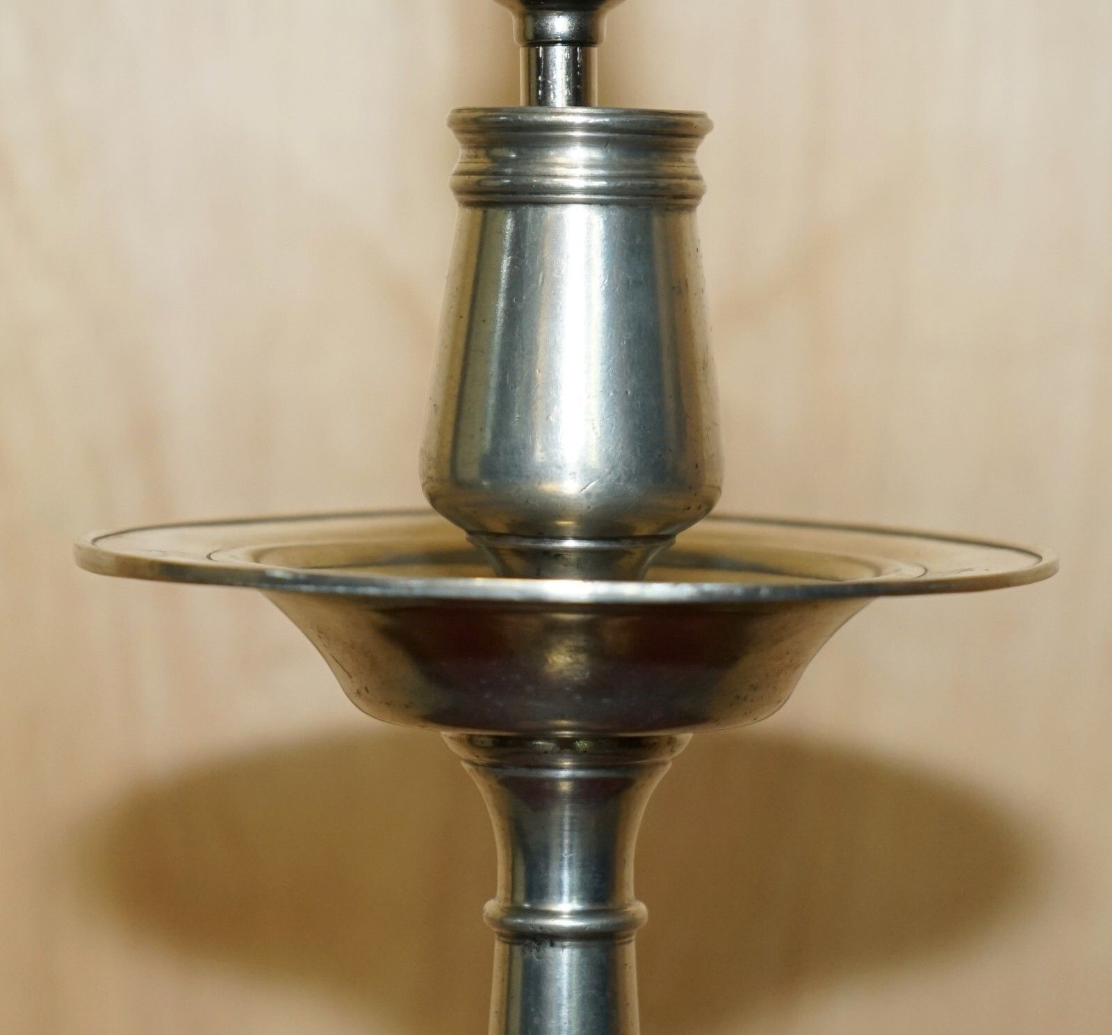 Large Owl Stamped Arte Italica Tavola Marinoni Candlestick Pewter Lamp photo buy