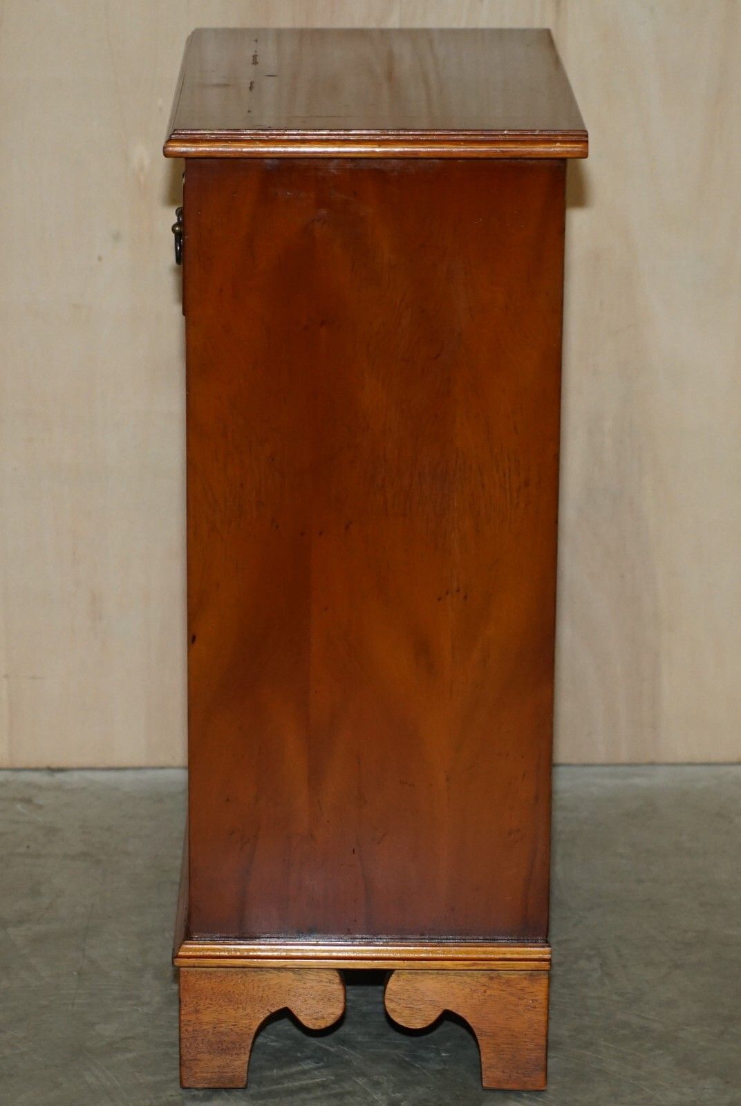 Furniture Vintage Yew Wood Side / End Sized Book Table With Single Drawer And Bookshelves photo
