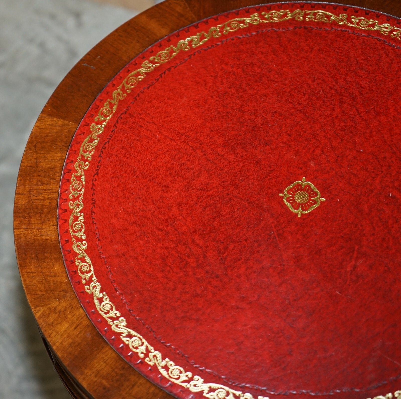 Regency Style Mahogany Oxblood Leather Side End Lamp Wine Drum Table Drawers photo 550.0