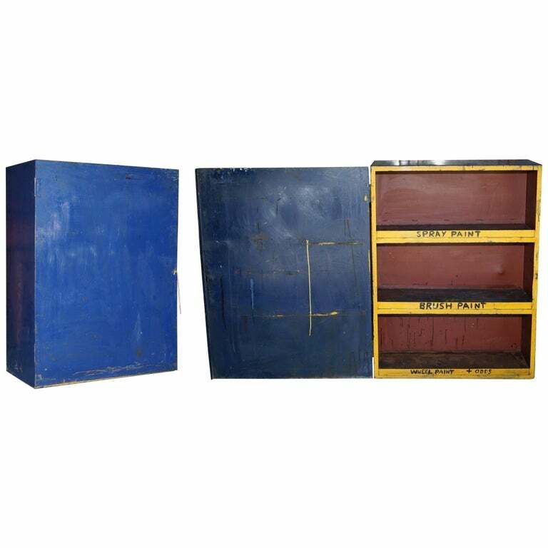 Industrial Steel Large Circa 1950's Metal Workers Paint Cupboard Very Rare Find
