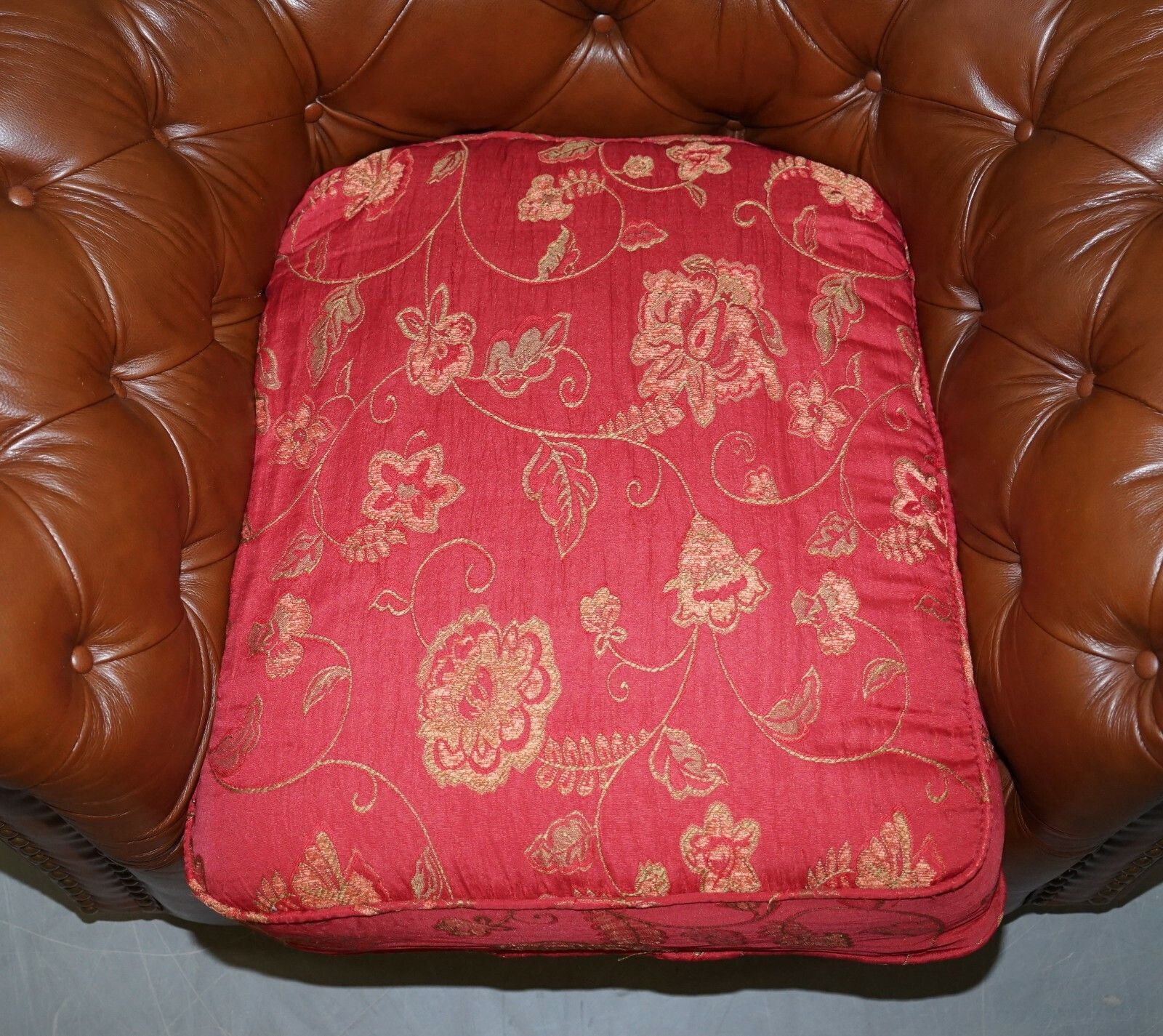 Tetrad Made In England Brown Leather Chesterfield Armchair Part Of Full Suite photo vinterior