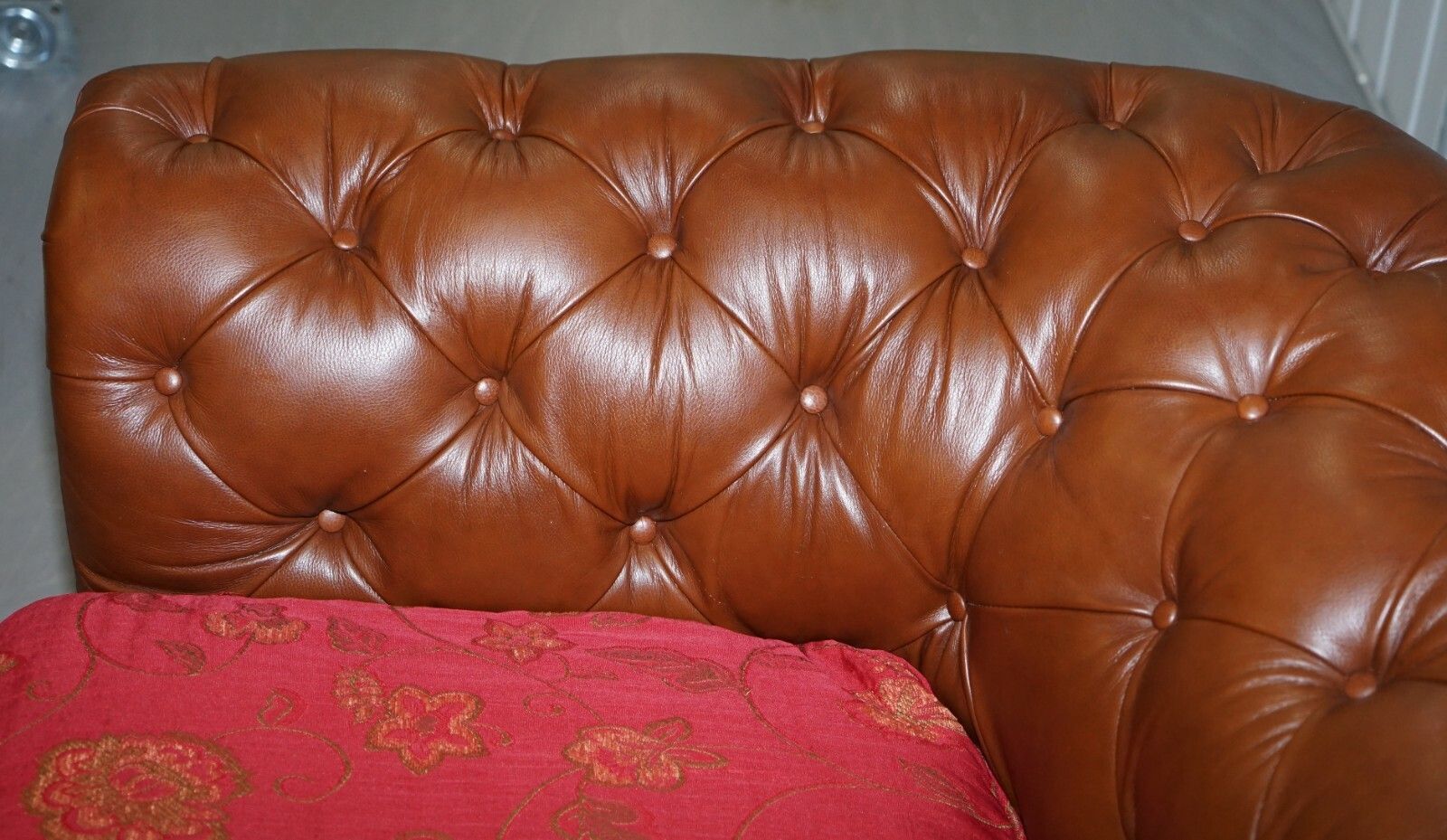 Tetrad Made In England Brown Leather Chesterfield Armchair Part Of Full Suite photo buy