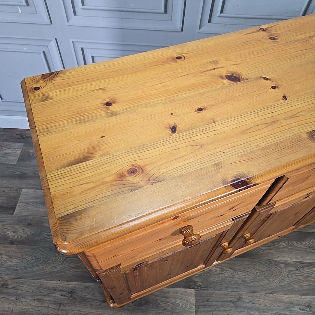 Retro Vintage Solid Pine Wooden Sideboard Cabinet Kitchen Dresser Base Drawers photo Furniture