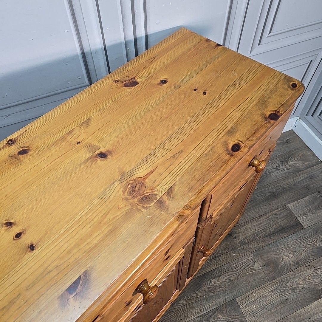 Retro Vintage Solid Pine Wooden Sideboard Cabinet Kitchen Dresser Base Drawers photo 290.0