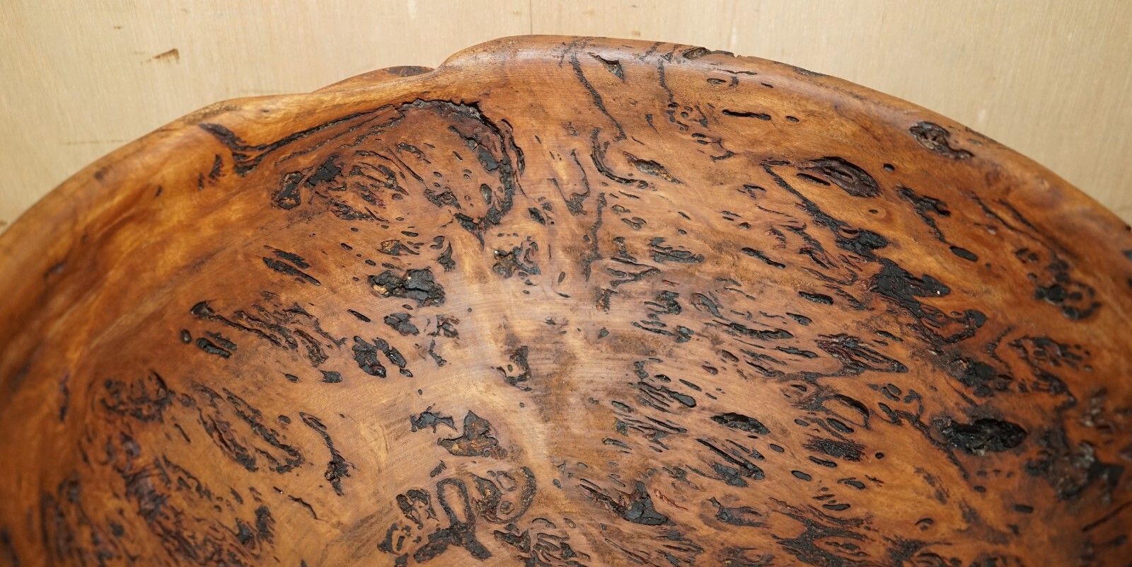 Extra Large Heavily Burred Eucalyptus Bowl Signed B Moss For Fruit Etc Must See photo vintage