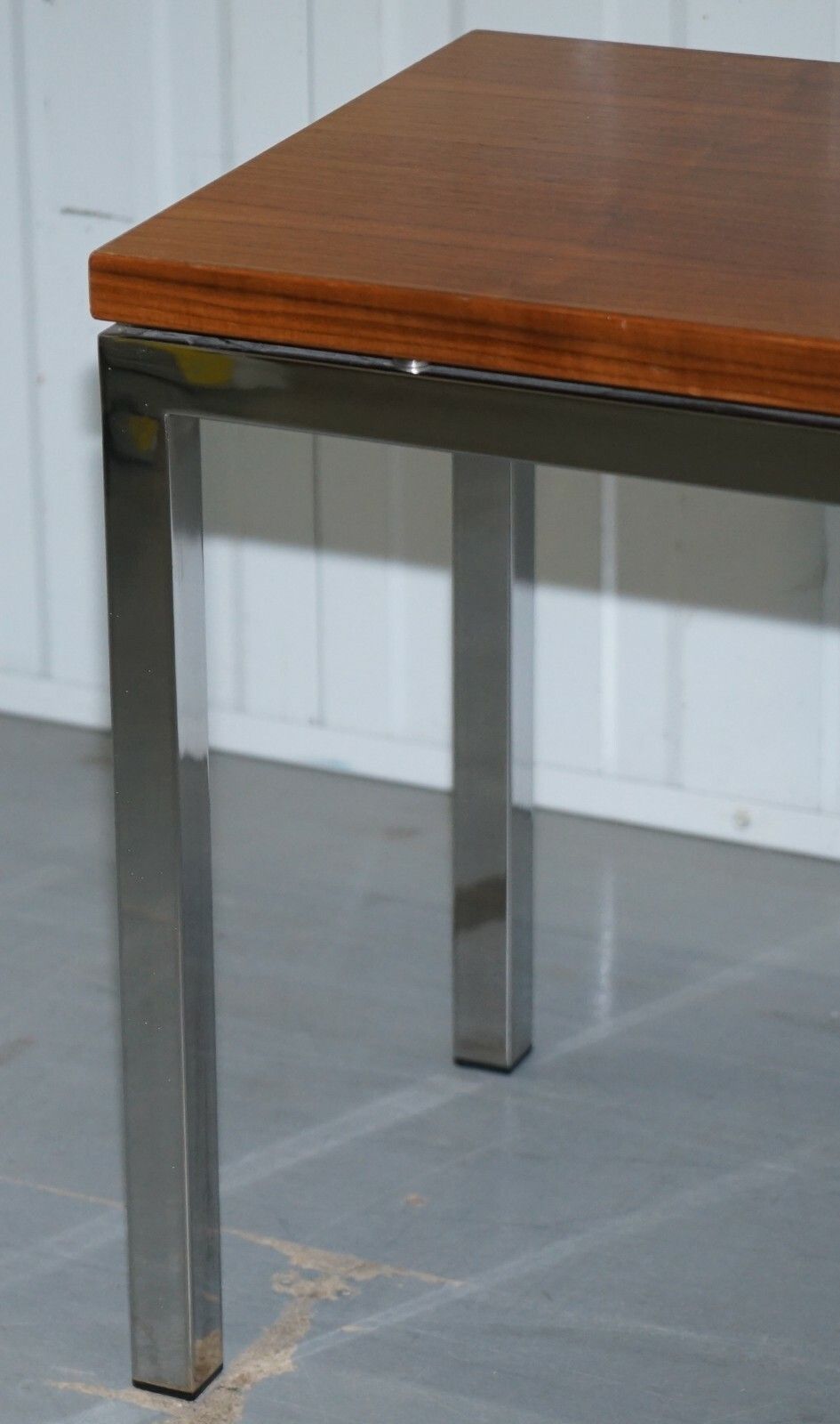 Furniture Stunning Teak And Chrome Contemporary Small Coffee Table Mid Century Styling photo