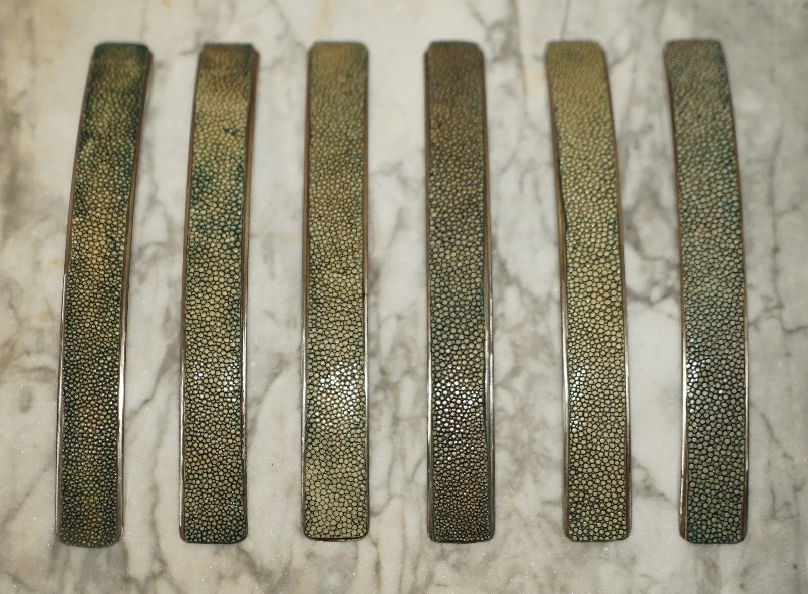 Suite Of Six Shark Manta Ray Shagreen Upholstered Contemporary Drawer Handles photo furniture