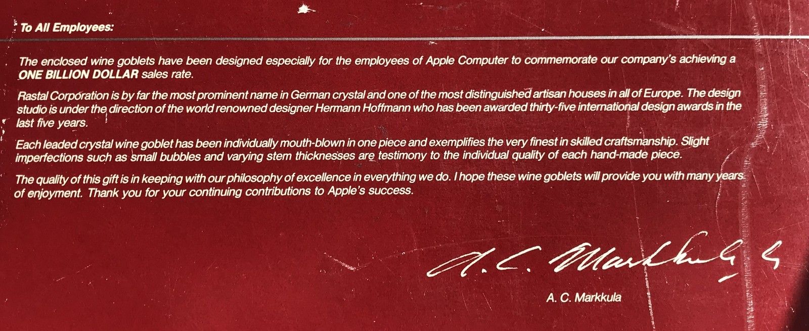 400.0 Set Of Very Rare 1982 Apple Computers Glasses Celebrating 1 Billion Dollar Sales photo
