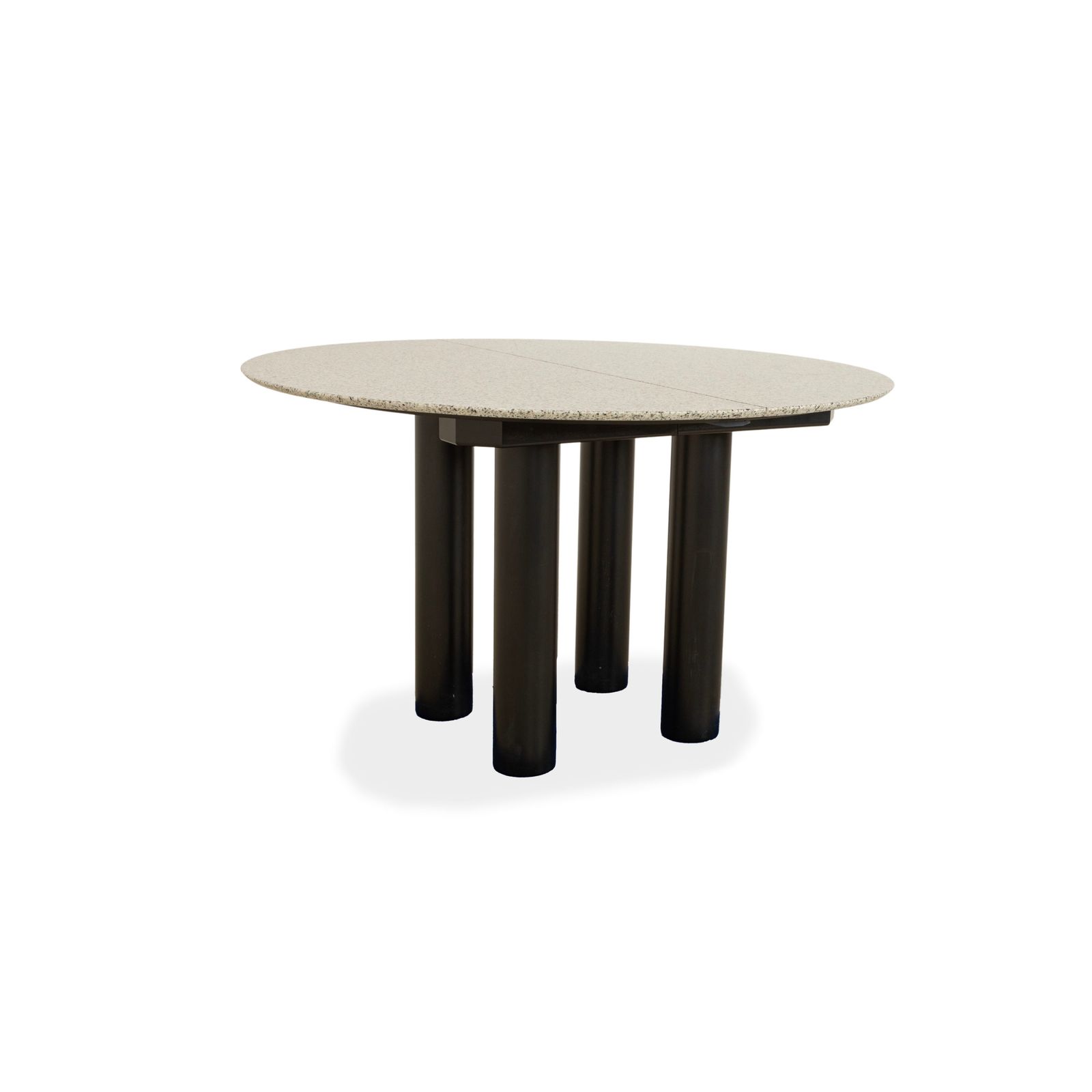 Table à manger Draenert 1226 en granit et bois, granit noir et gris, fonction rallonge photo for sale