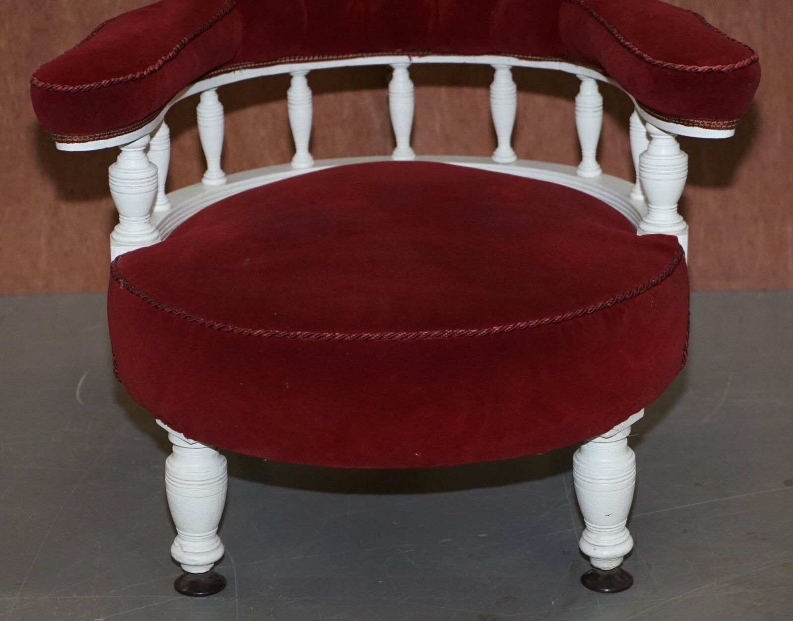 Victorian Red Velvet Upholstered Oak Framed Small Captains Occasional Armchair photo buy