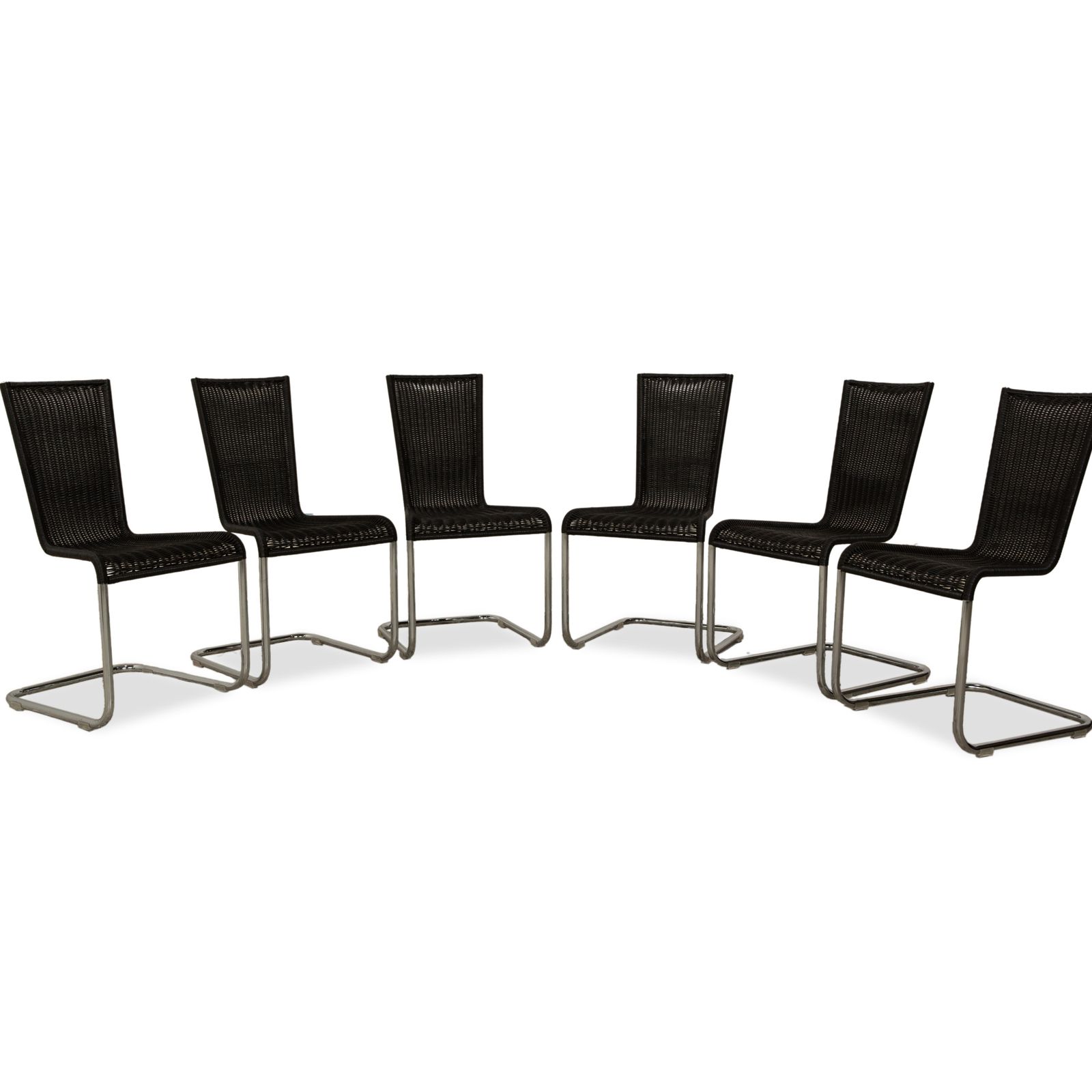 Lot de 6 chaises Tecta B20 en tresse gris foncé