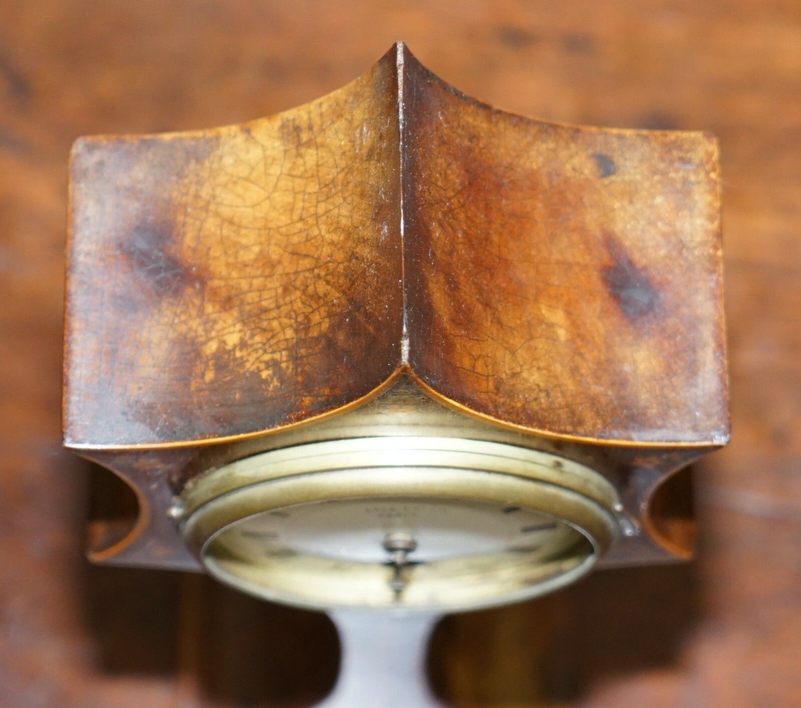 Stunning Maple & Co Paris Art Nouveau Mahogany Marquetry Inlaid Mantle Clock photo vinterior
