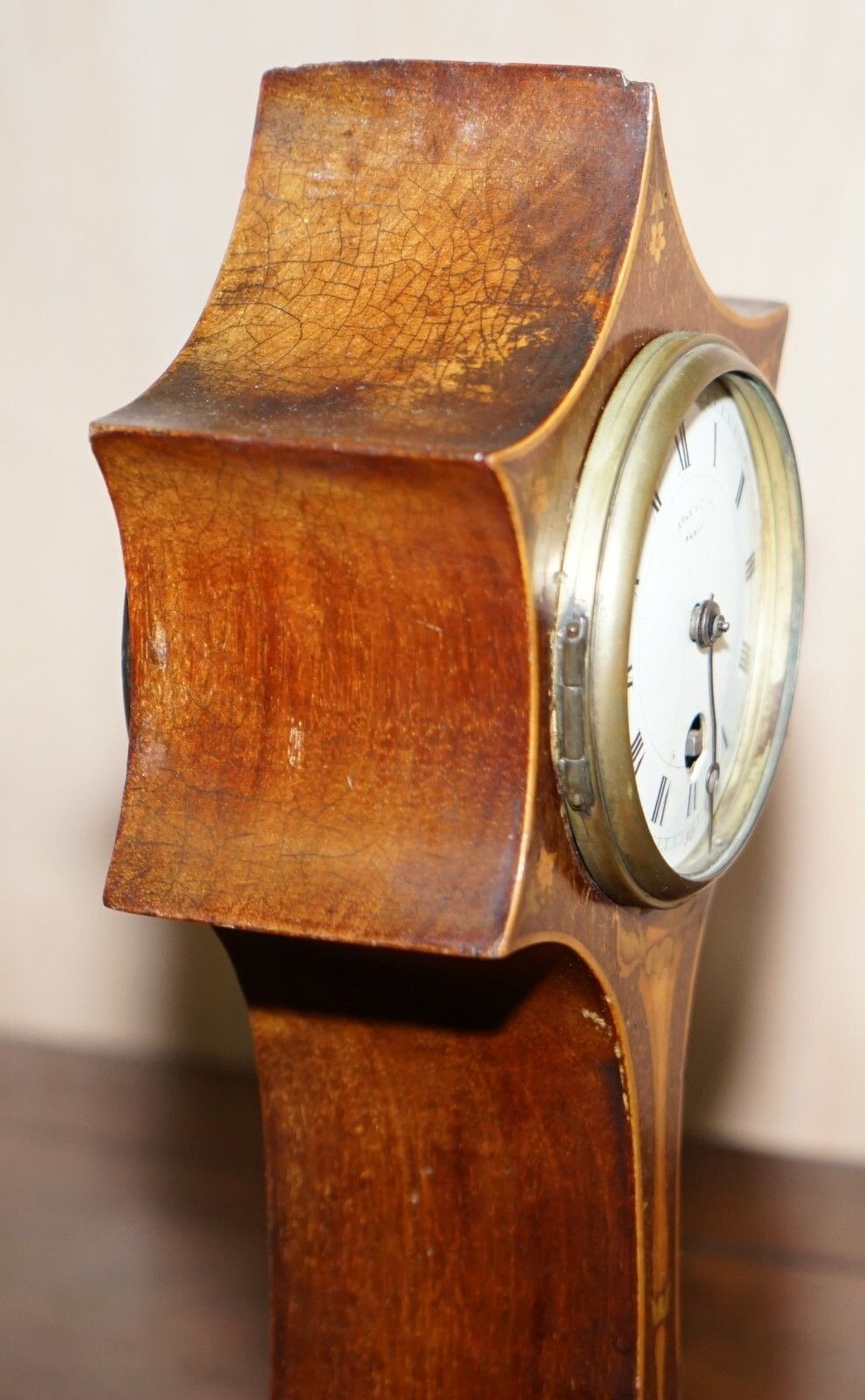 Stunning Maple & Co Paris Art Nouveau Mahogany Marquetry Inlaid Mantle Clock photo vintage