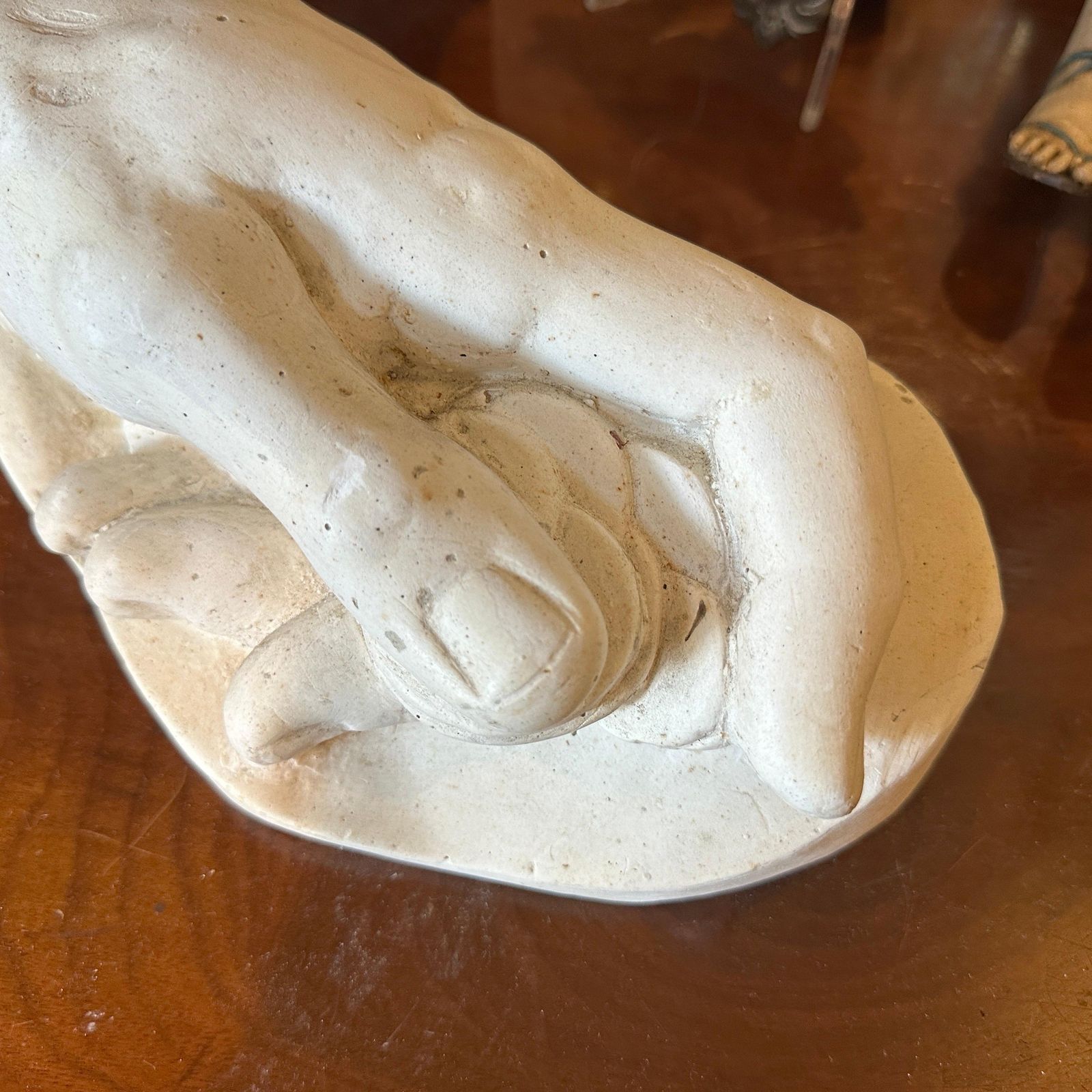 Authentic Italian 1950s Plaster Anatomical Hand Study Of A Hand Holding Coins photo vintage