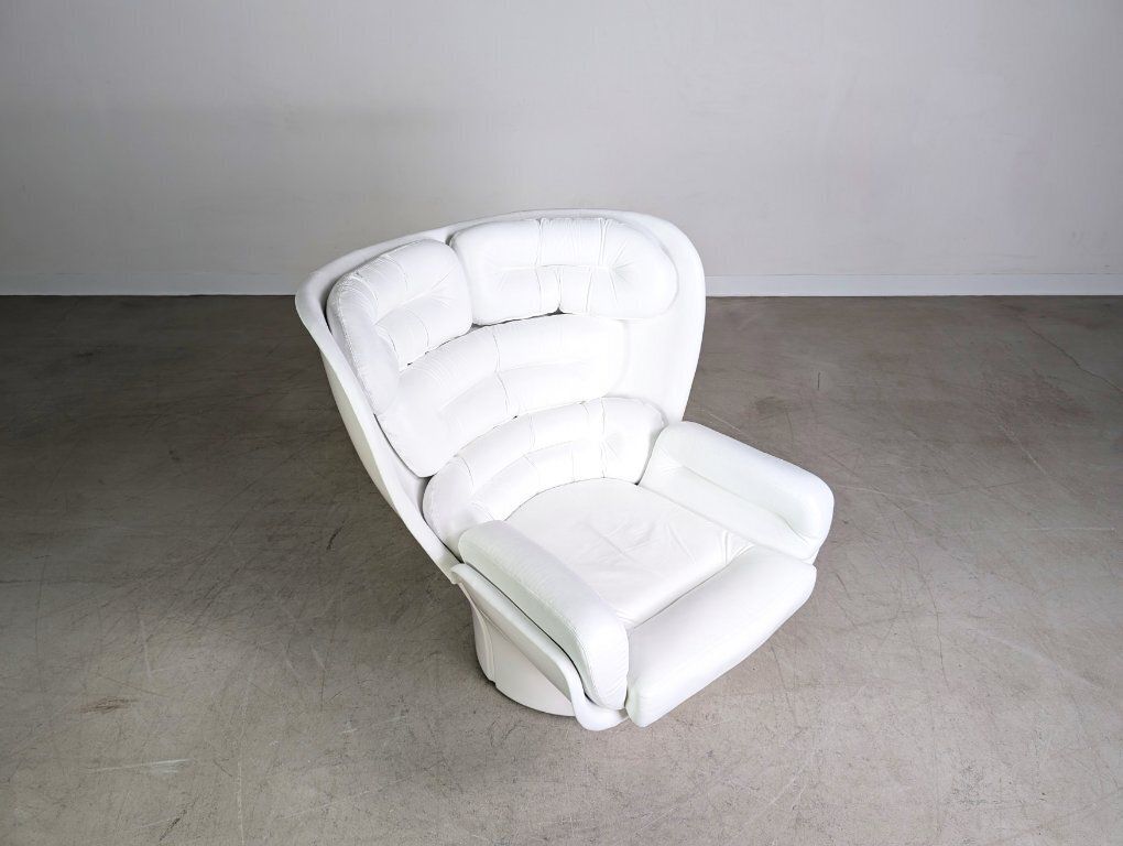 Original Elda Chair Joe Colombo Armchair Vintage Comfort Leather White photo buy