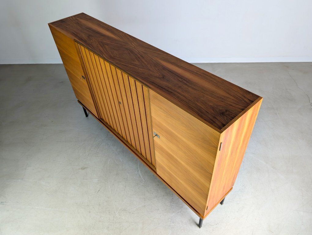 Original Midcentury Highboard Famöla Furniture Fama Walnut photo vinterior