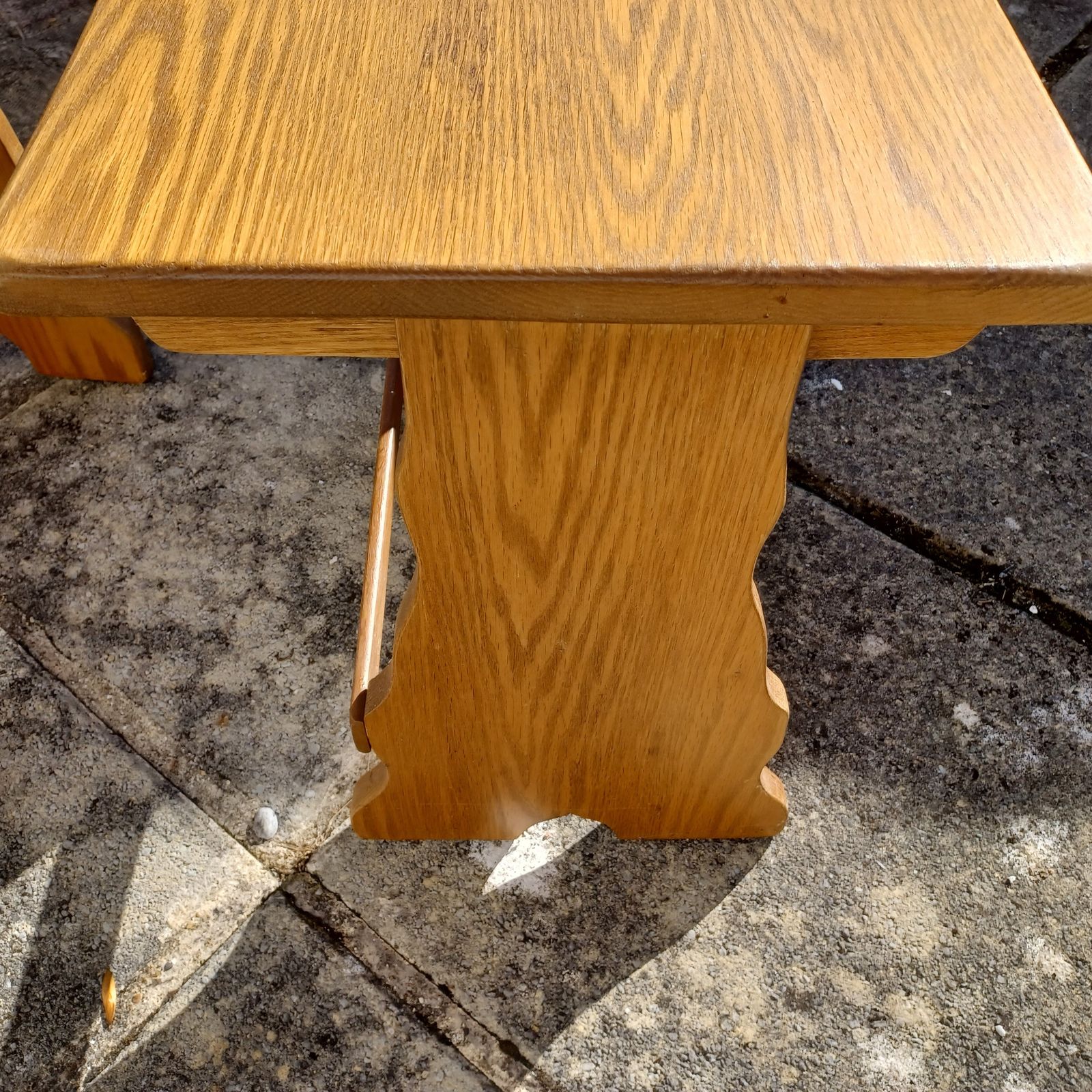 Side Tables Nest Benches Solid Wood Stools X2 photo vintage