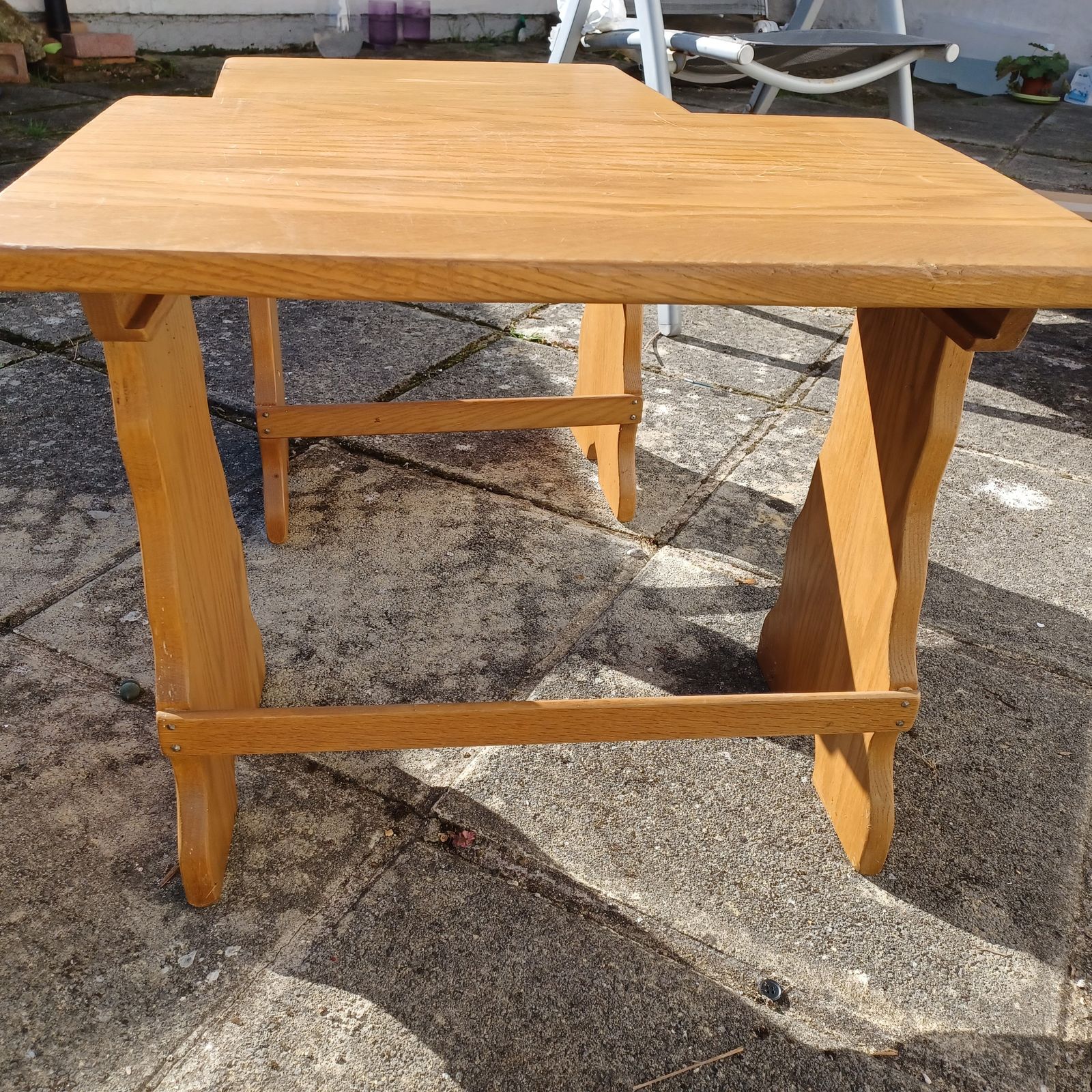 photo vinterior Side Tables Nest Benches Solid Wood Stools X2