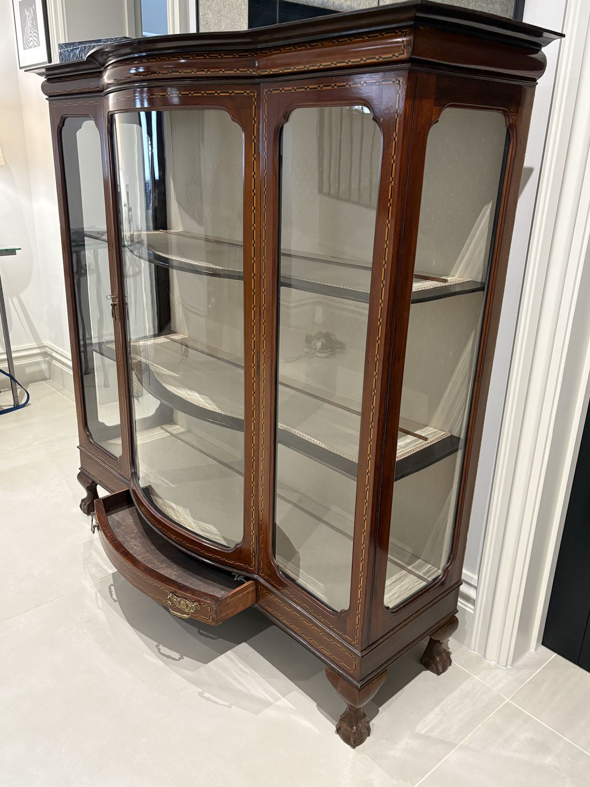 1950s Glass Display Cabinet 3 Display Shelves Walnut photo 900.0