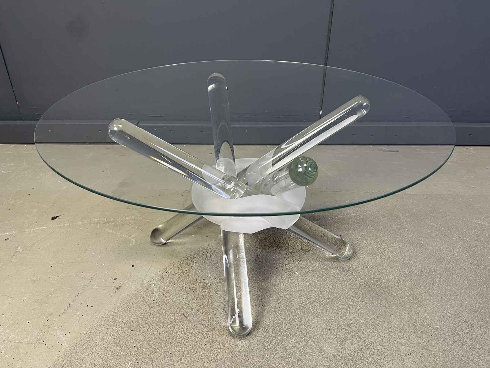 Murano Glass Arlequin Coffee Table By Maurice Barilone, 1980s photo vinterior