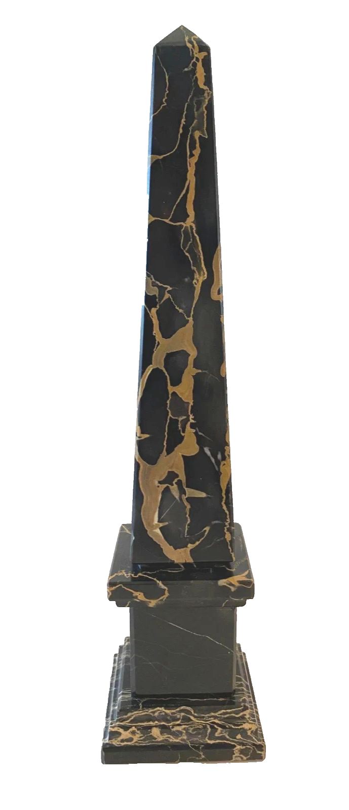 Portor Black Marble Obelisk With Yellow Vein 20th Century