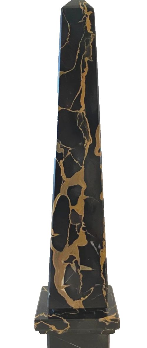 Portor Black Marble Obelisk With Yellow Vein 20th Century photo for sale