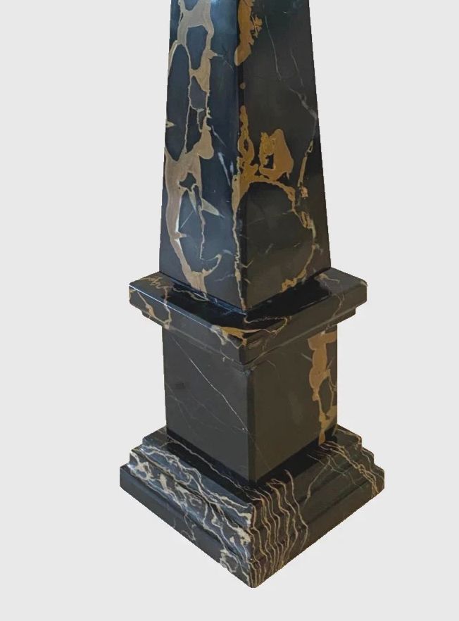 Portor Black Marble Obelisk With Yellow Vein 20th Century photo vinterior