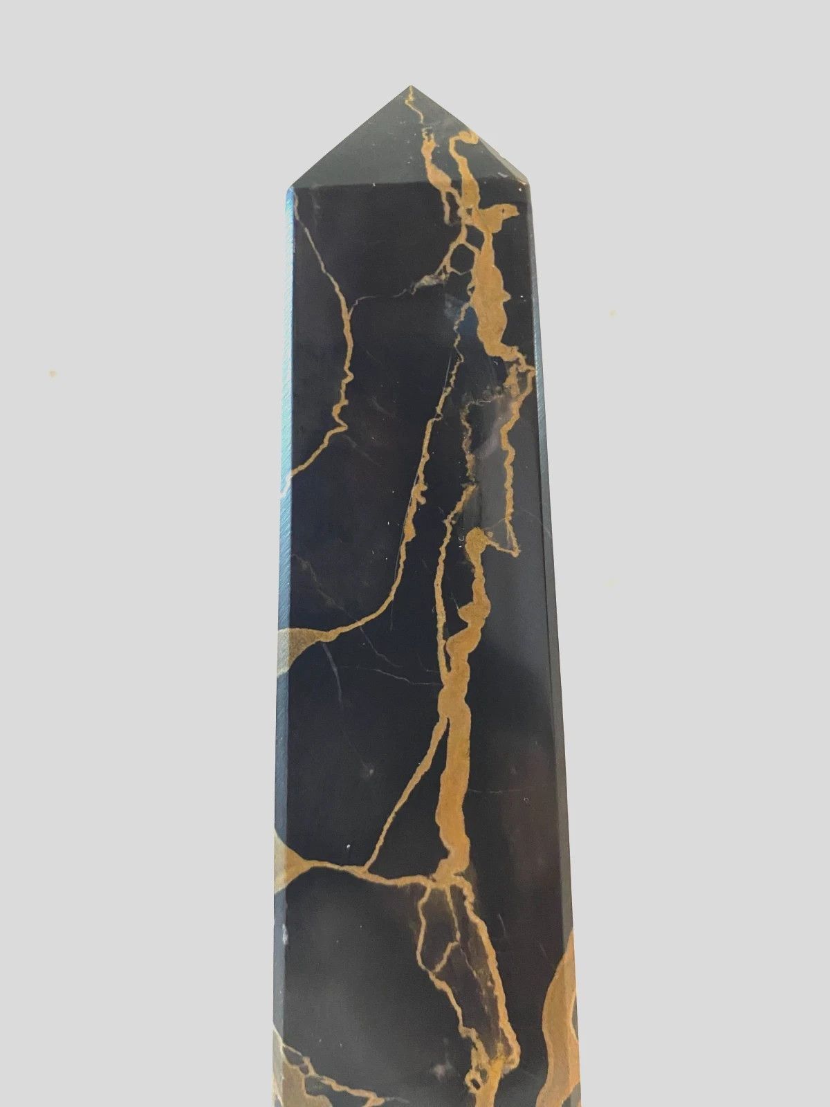 Portor Black Marble Obelisk With Yellow Vein 20th Century photo buy