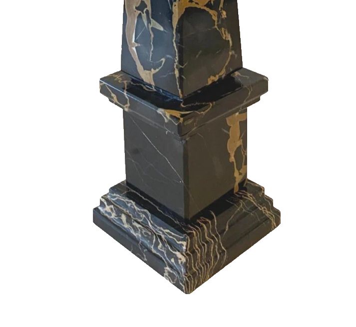 Portor Black Marble Obelisk With Yellow Vein 20th Century photo vintage