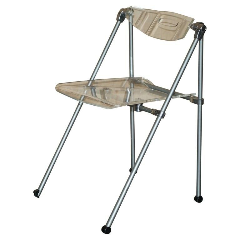 Seriously Cool Over Engineered Metal & Lucite Folding Office Chair Swing Back
