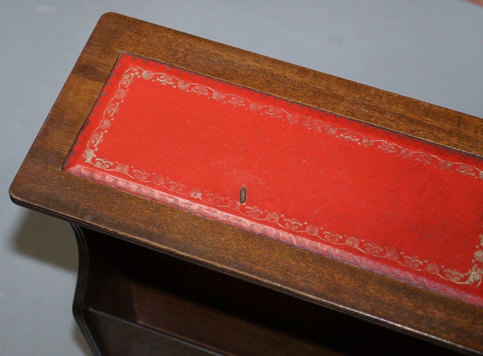 Mahogany With Faded Oxblood Leather Top Bevan Funnell Side Table Magazine Rack photo vinterior