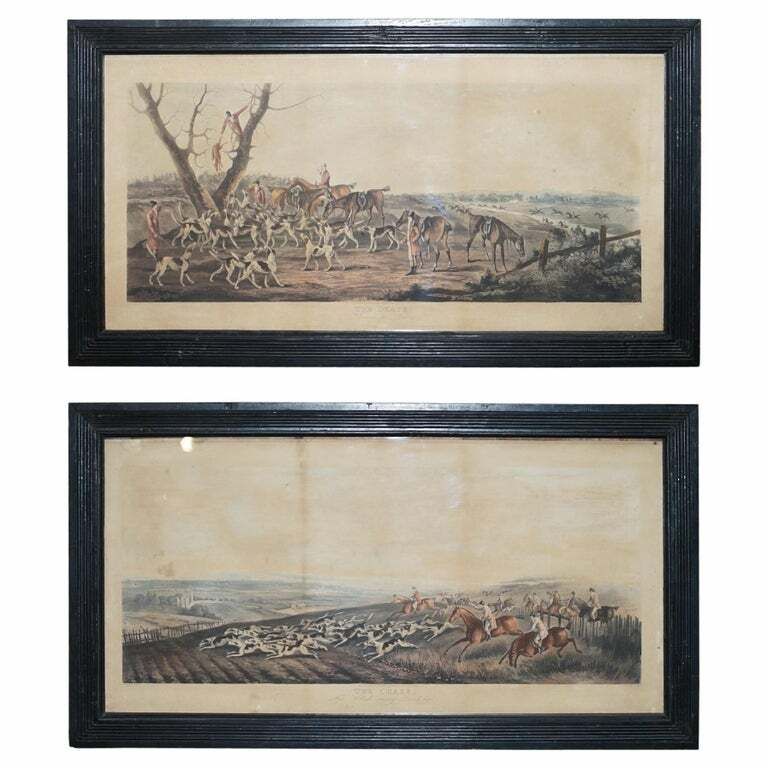 Rare Pair Of Hunting Prints The Death & The Chase 1819 T Sutherland Sculpt