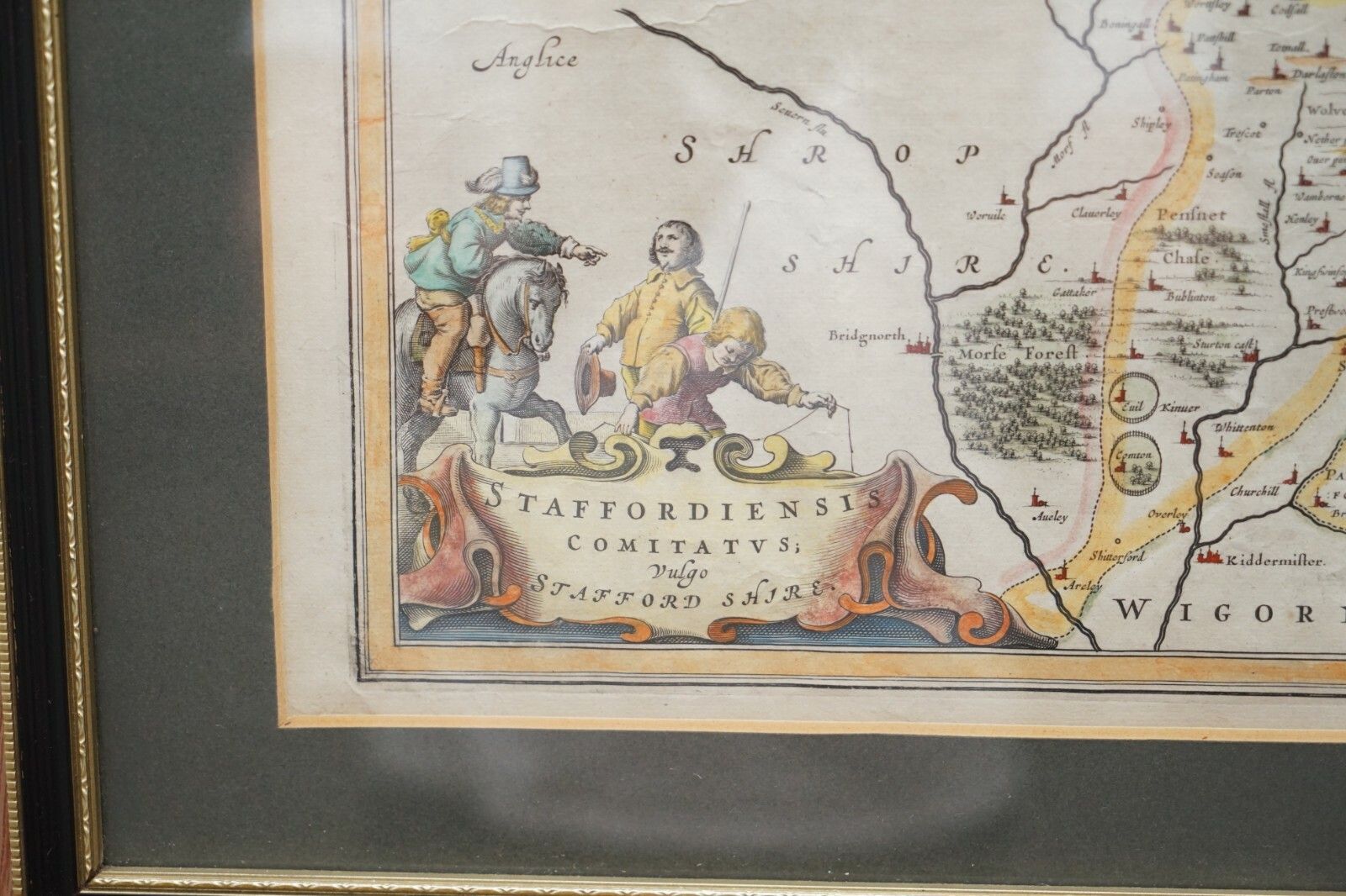 Double Sided And Glazed Cheshire 1645 Hand Coloured Antique Print Map Rare Find photo Art