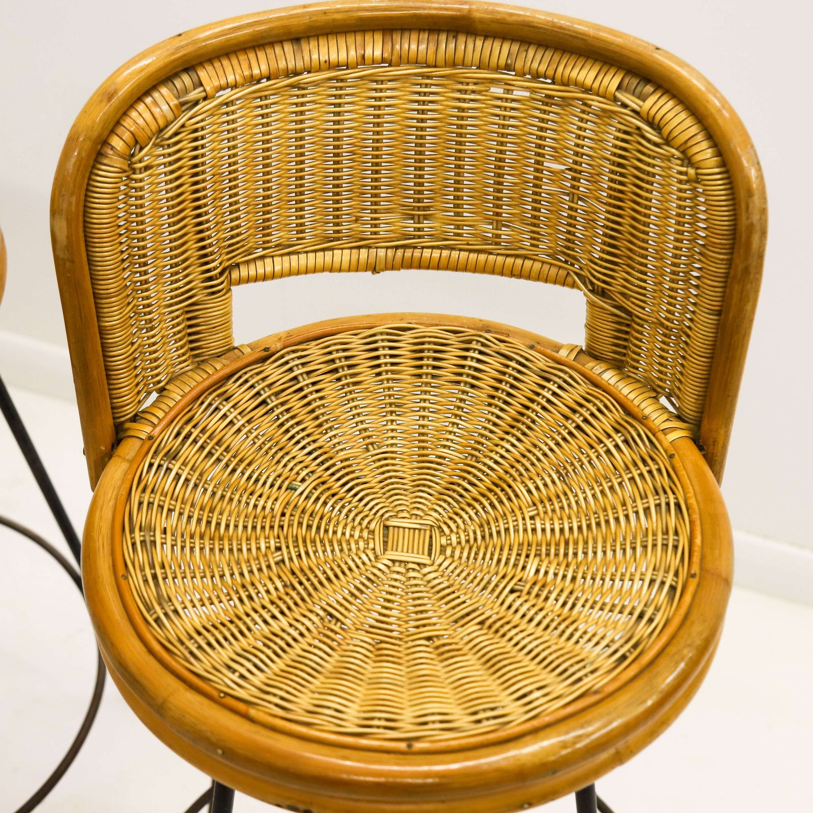 1050.0 Set Of Four Mid‑Century Rattan Bar Stools   In The Manner Of Seng Of Chicago, C.1960s photo
