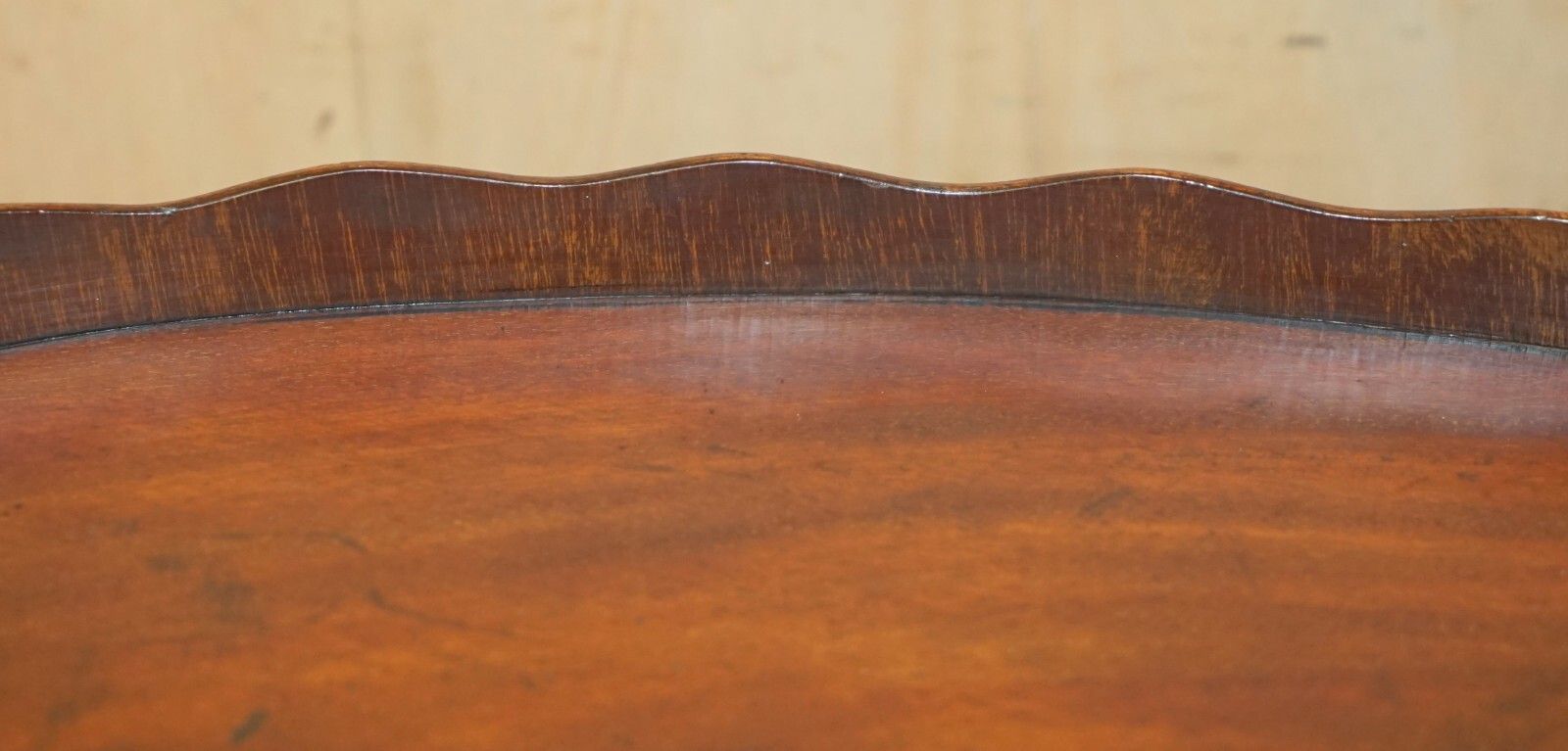 Home Decor Antique Circa 1880 Sheraton Revival Satinwood Walnut Serving Tray Bronze Handles photo