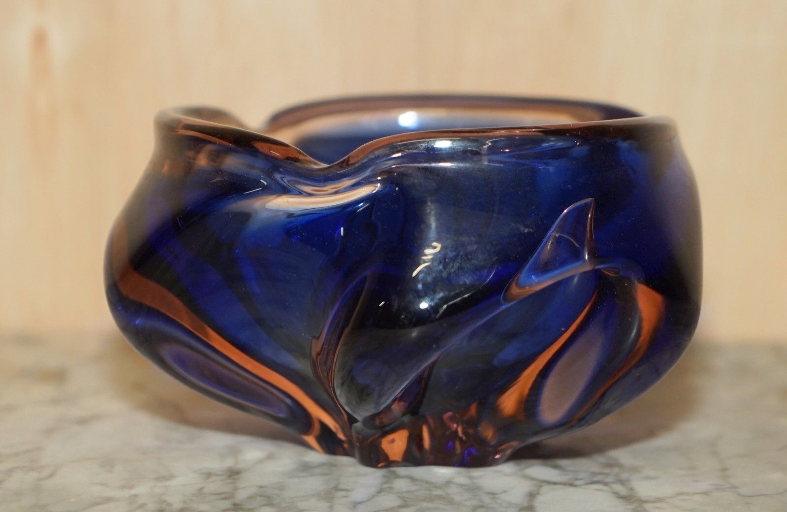photo furniture Beautiful Decorative Custom Made Decorative Floral Glass Bowl Or Dish Deep Blue