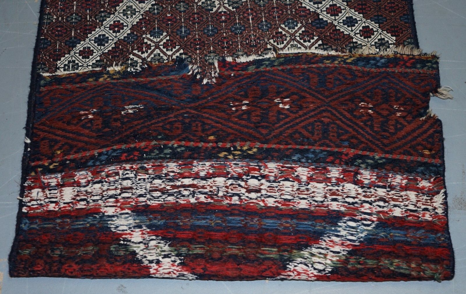 photo for sale Very Old Antique Hand Knotted Runner Rug Stunning Kilim Country House Charming