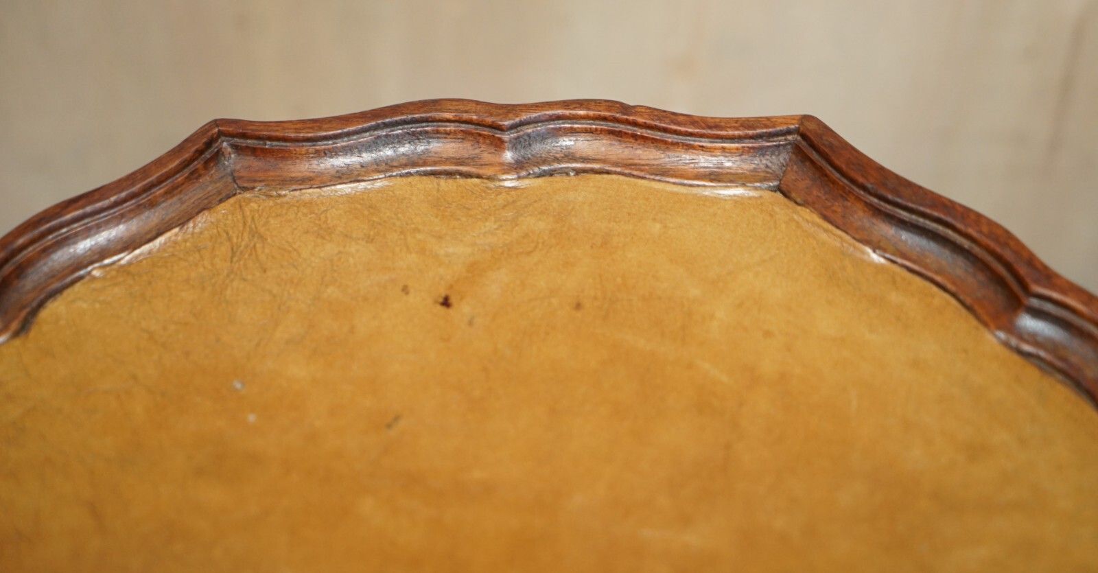 Furniture Restored Mahogany Pie Crust Edge Green Leather Tripod Side End Lamp Wine Table photo