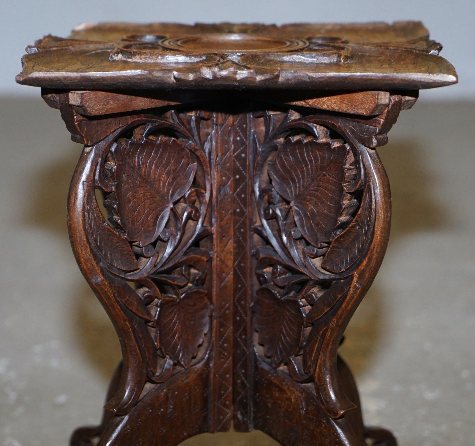 Anglo Burmese Hand Carved 19th Century Antique Folding Side End Lamp Wine Table photo 250.0