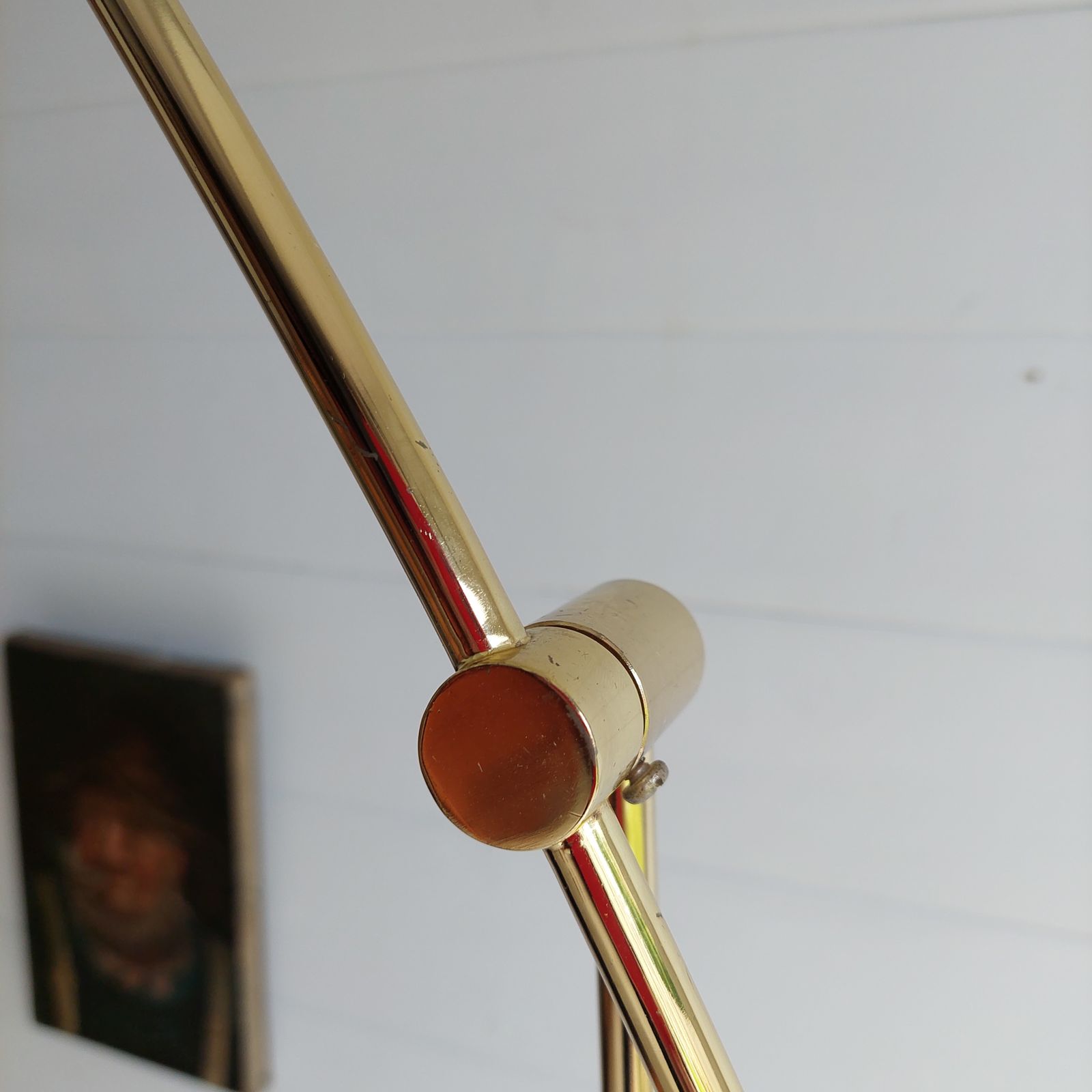 photo vinterior Mid Century Adjustable Brass Floor Lamp Counter Balance Minimalist, Germany, 1970s