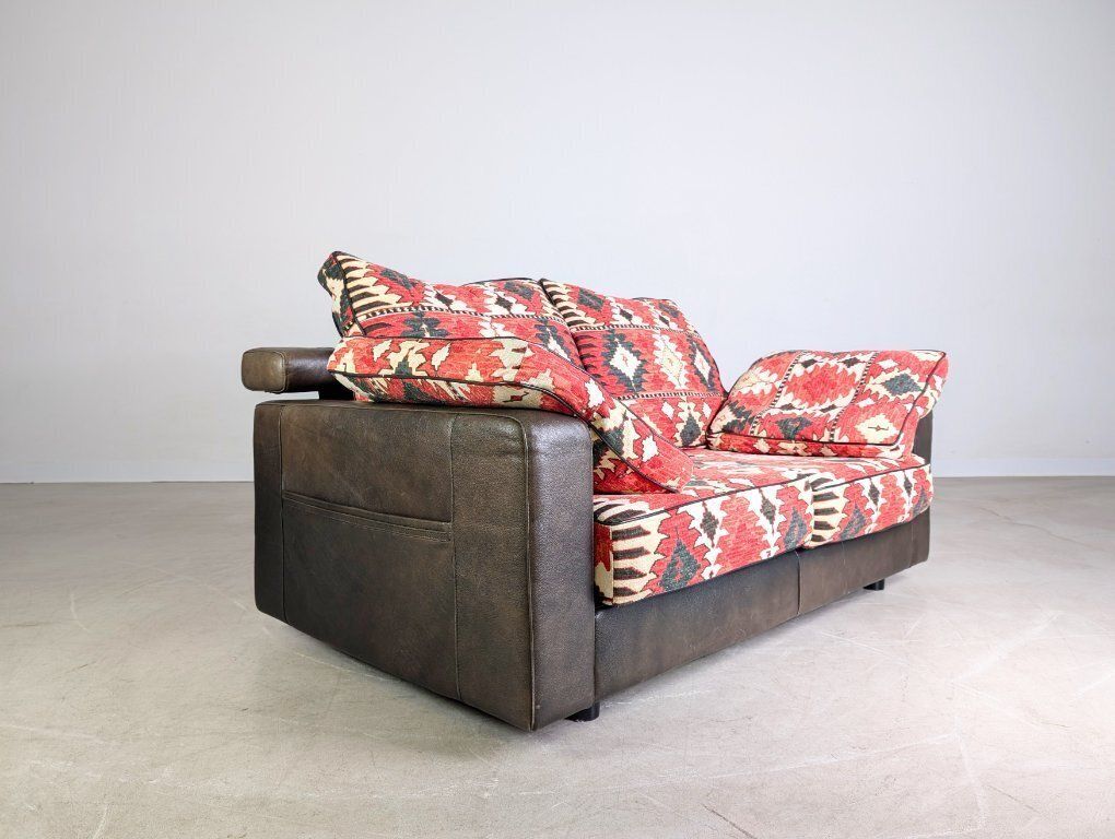 Original Giorgio Soressi Sofa Design Couch 1990 Leather Two Seater photo Furniture