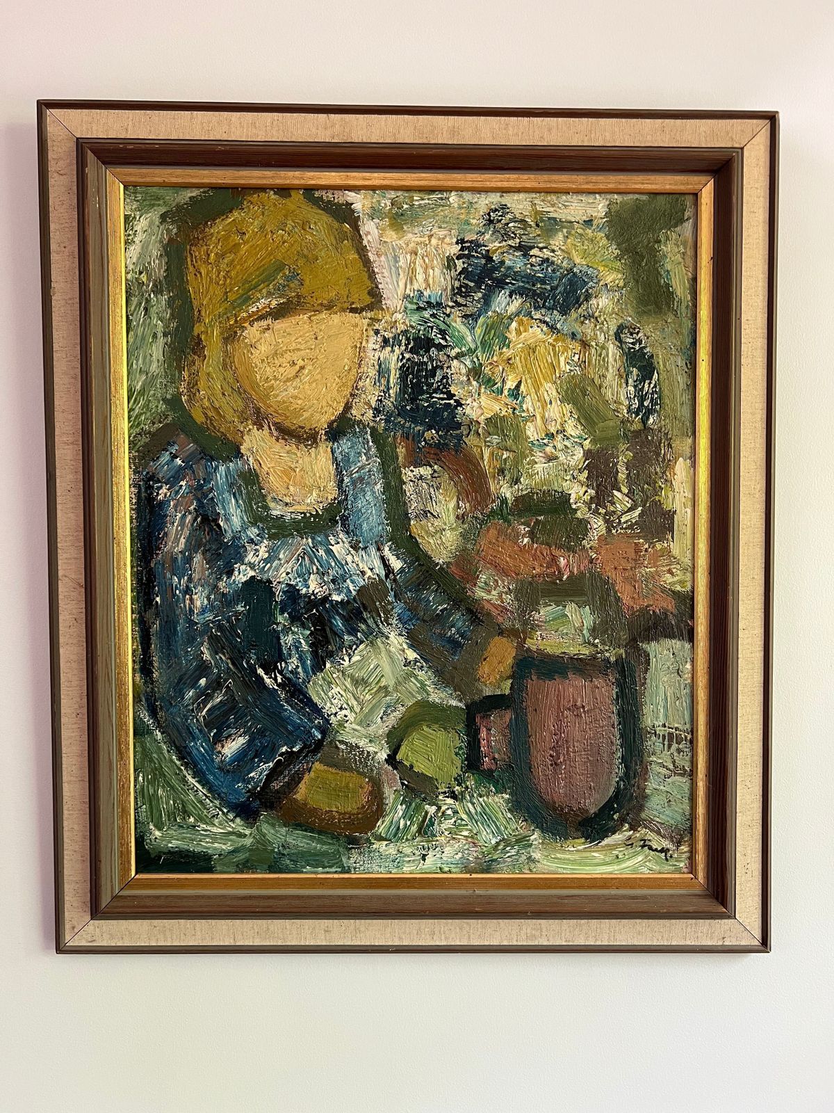 Gösta Falk   'Woman With Cup' Framed Oil Painting