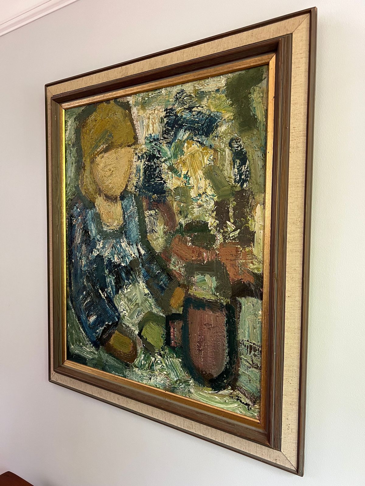 photo furniture Gösta Falk   'Woman With Cup' Framed Oil Painting