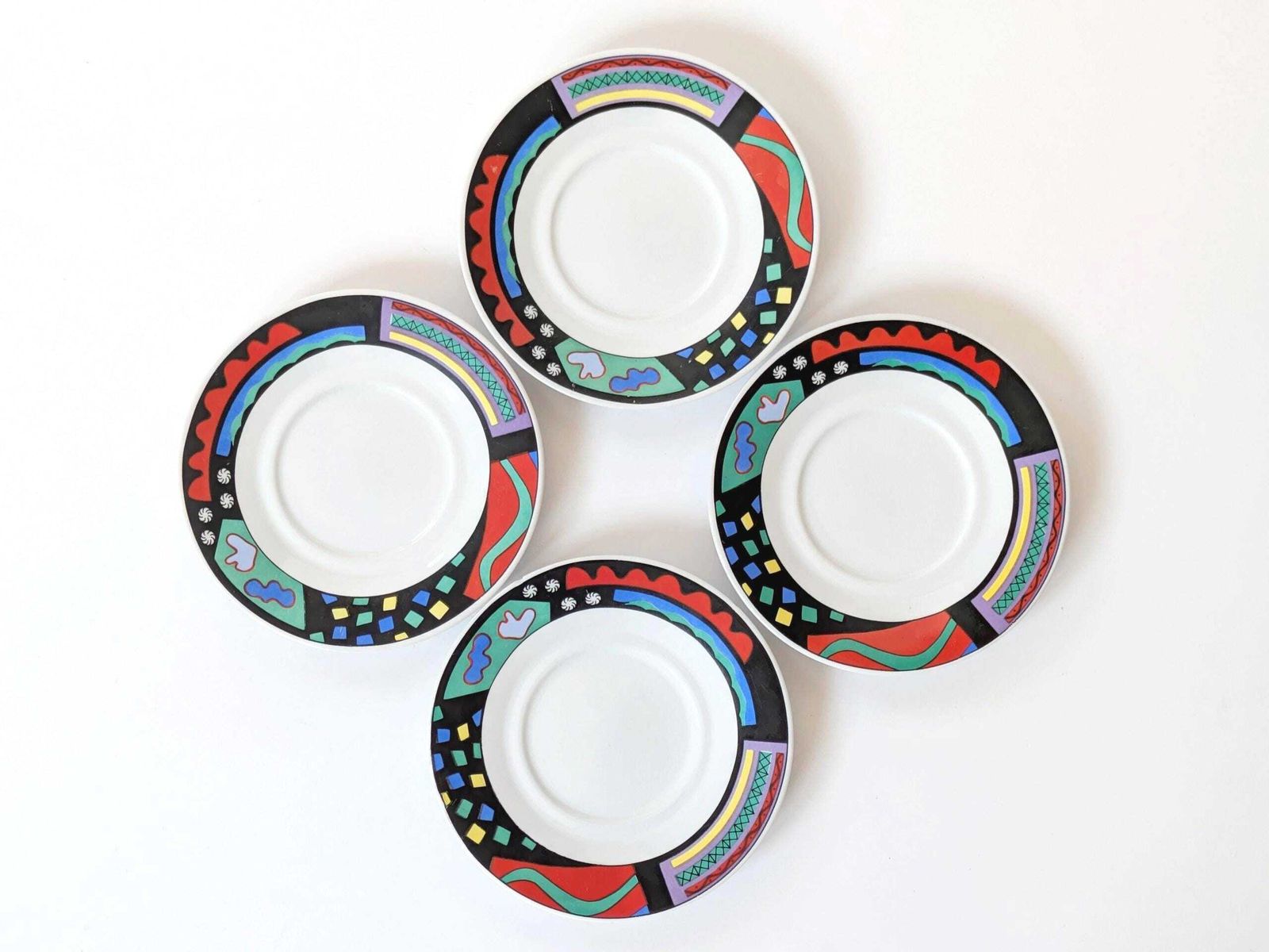 1980s Postmodern Memphis Coffee Set, Burg Lindau Germany, Porcelain Cups & Saucers photo 94.0