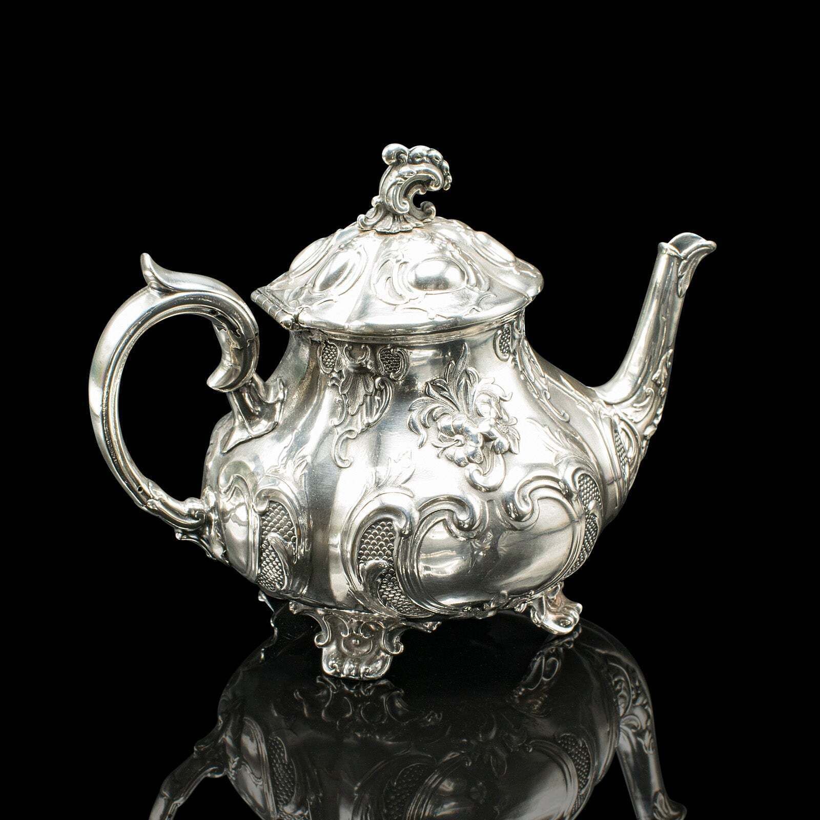 Antique 4 Piece Tea Service, English, Silver Plate, Coffee Pot, Edwardian, 1910 photo vinterior